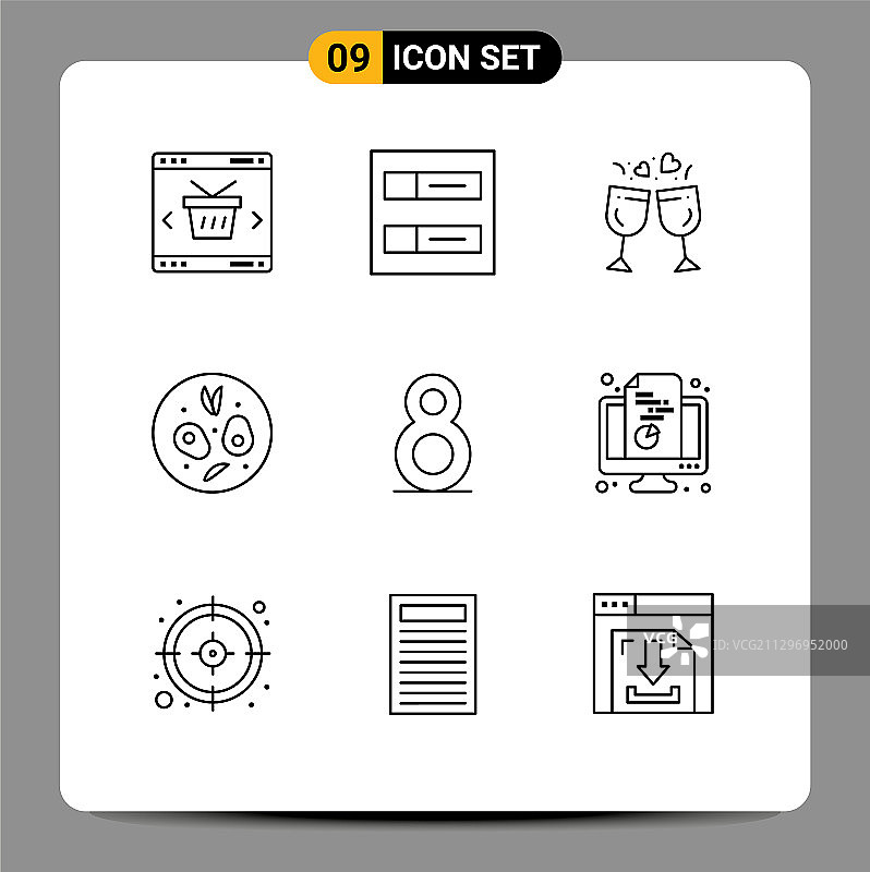 9款主题大纲和可编辑的图表符号图片素材