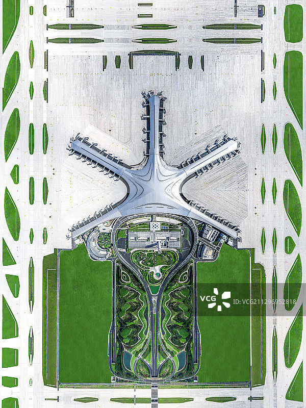 山东青岛胶东国际机场航拍全景图片素材