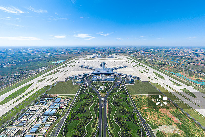 山东青岛胶东国际机场航拍全景图片素材