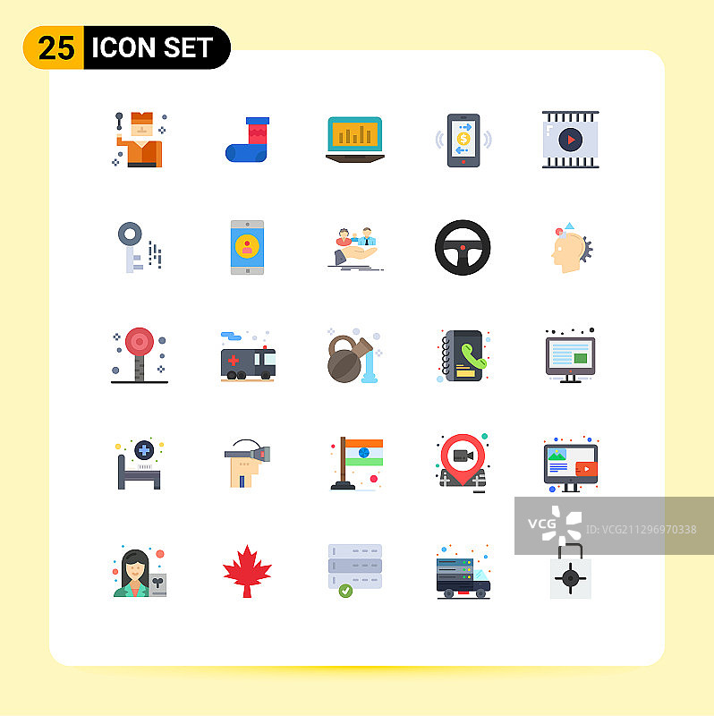 包装25个现代平面颜色的标志和符号图片素材