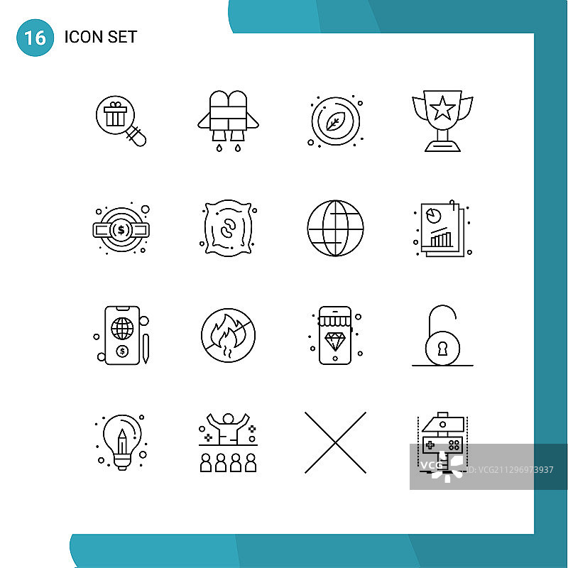 象形图合集：16个简约轮廓（税务齿轮）图片素材