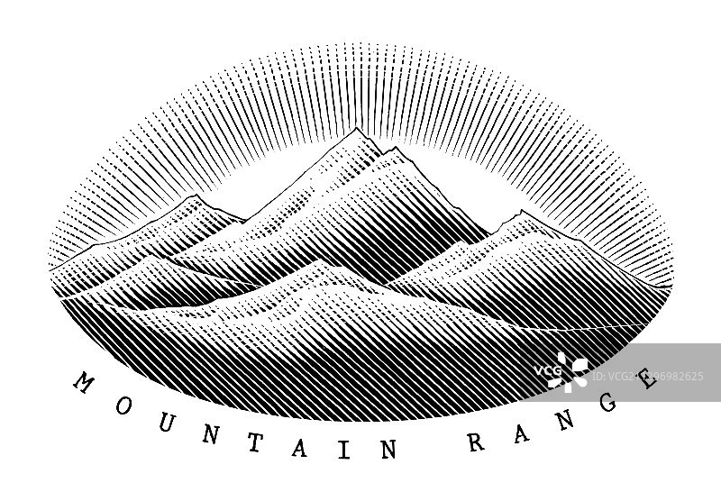 手绘复古风格山脉图片素材