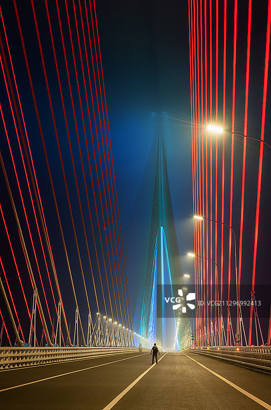 沪苏通长江大桥夜景图片素材