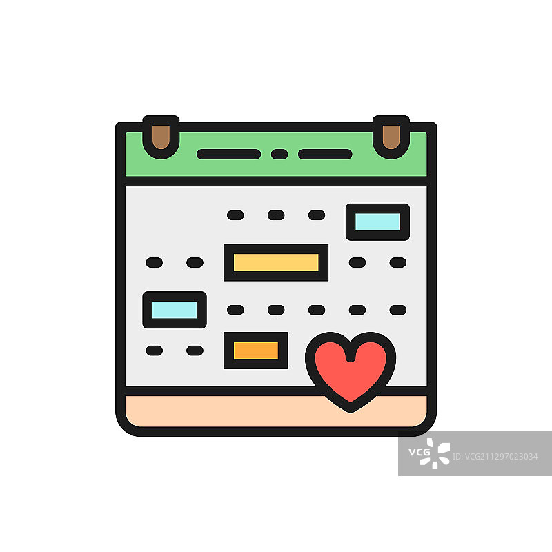 爱情日历婚礼日期情人节扁平设计图片素材
