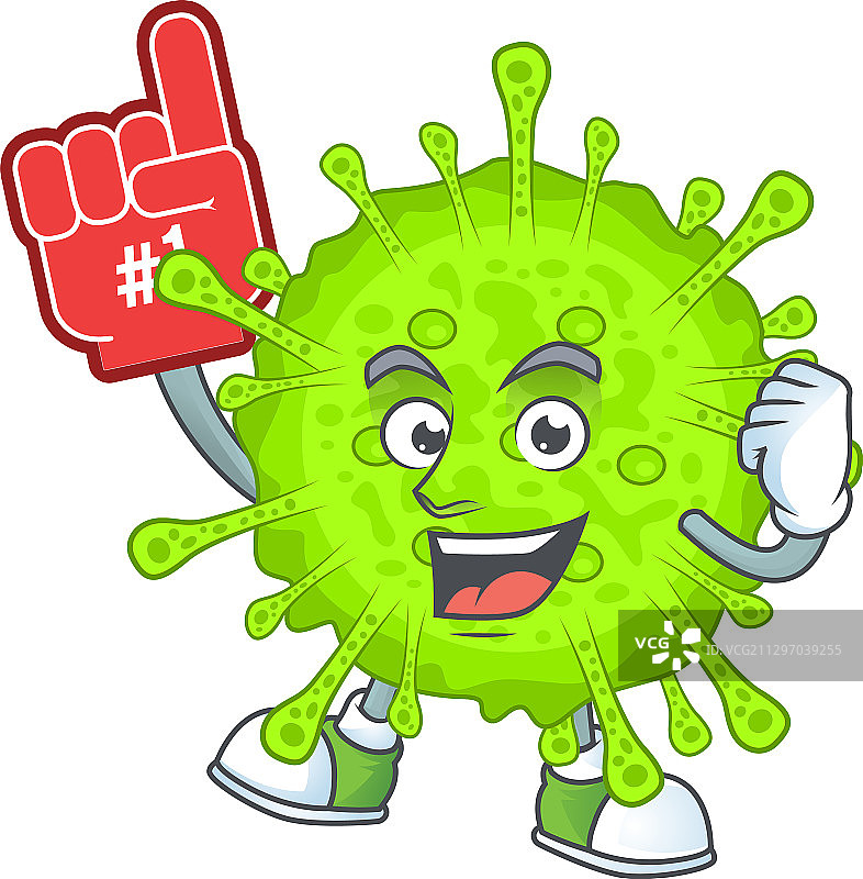 泡沫手指上的正冠病毒图片素材