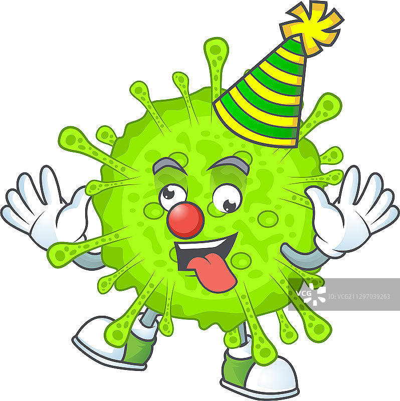 可爱又滑稽的小丑正冠状病毒卡通形象图片素材