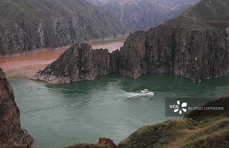 清水黄河、黄水洮河交汇图片素材