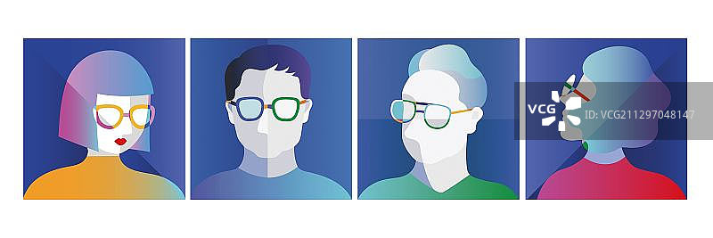 现代极简风眼镜男女人物头像合集图片素材