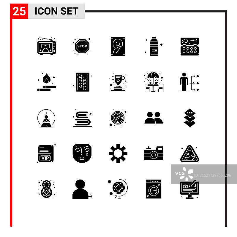 25个通用彩色实心字形包图片素材