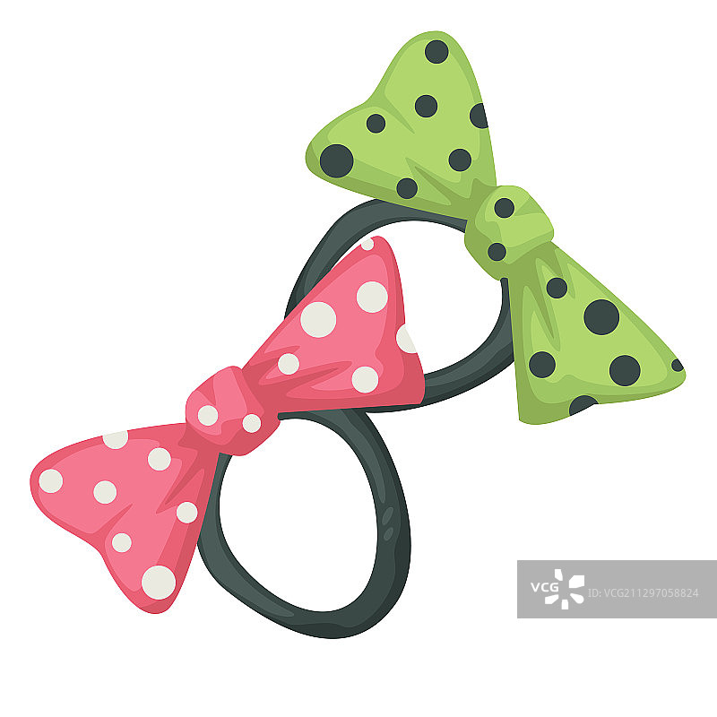 带缎带和波点印花的头带图片素材