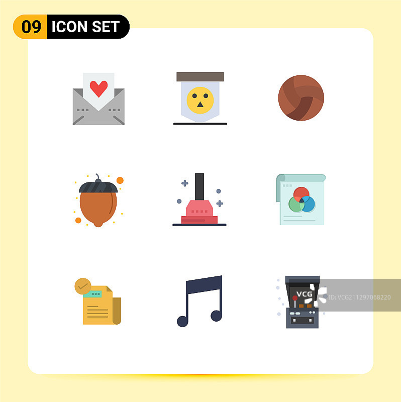 可编辑线包9个简单的平面颜色图片素材