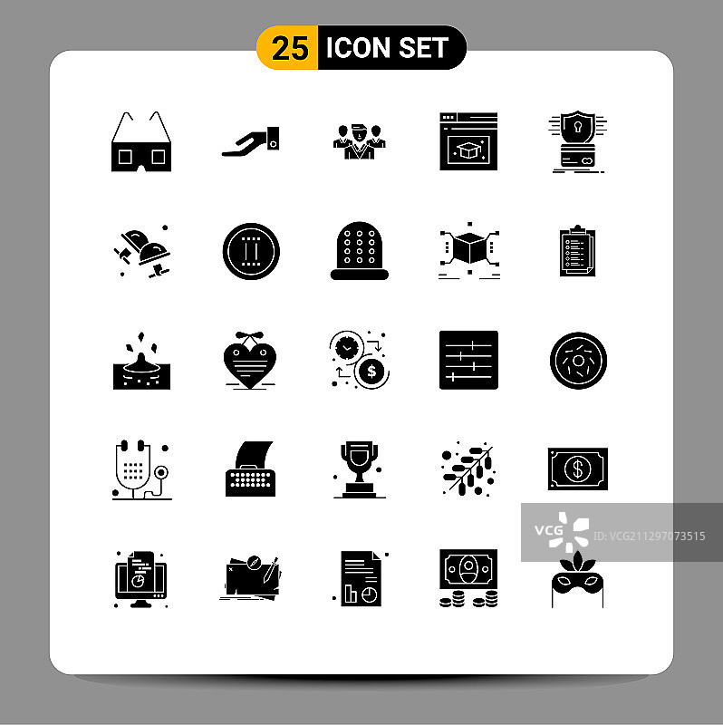 为网络和移动设置的25个通用实体符号图片素材