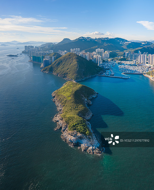 航拍香港南港岛后花园，山，水，森林，户外，运动，城市，公园，图片素材