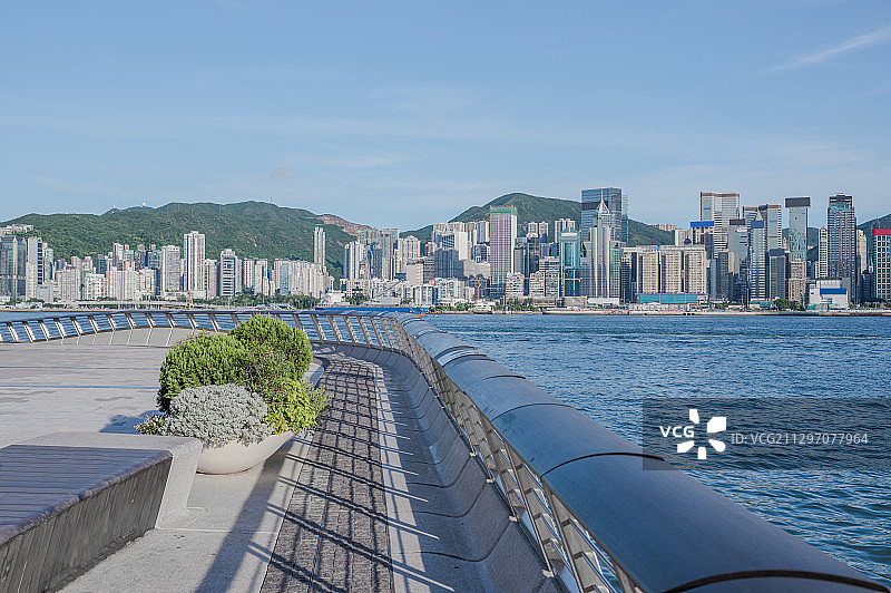 香港尖沙咀海滨长廊，星光大道，无人的，留白，维多利亚港商场图片素材