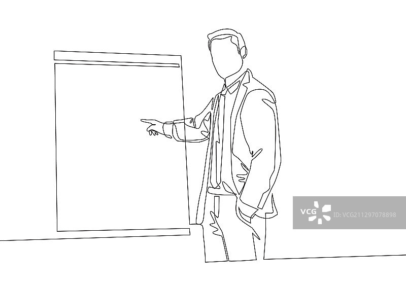 商务人士单线连续绘图图片素材