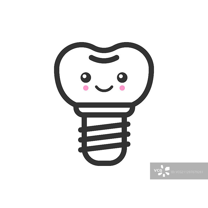 带有可爱表情的牙齿种植体图片素材