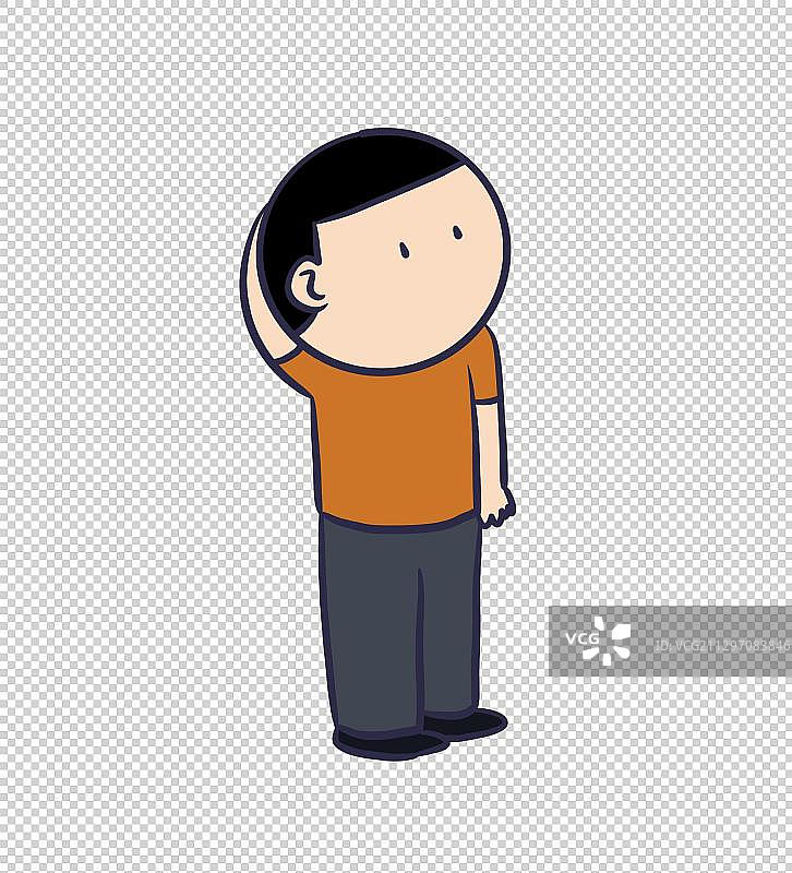 元素：挠头的男孩图片素材