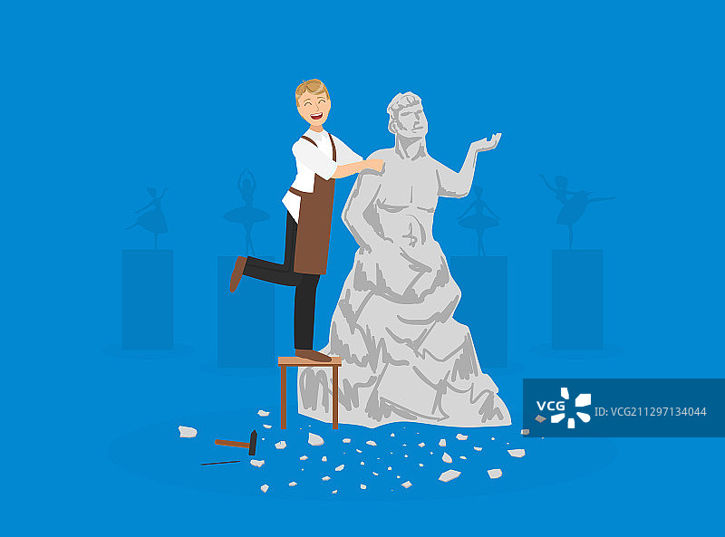 雕刻雕像的男雕塑家图片素材