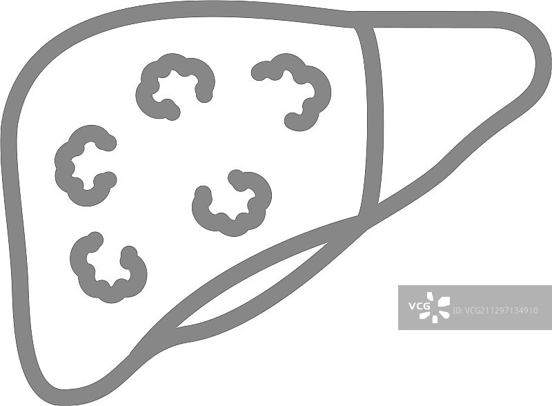 带肿瘤的肝脏线性图标：肝癌图片素材