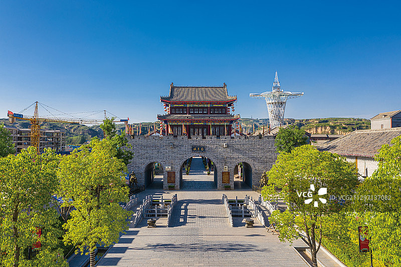 航拍巩义偃月古城图片素材