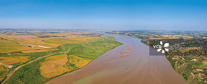 航拍郑州荥阳黄河虎牢关风光图片素材