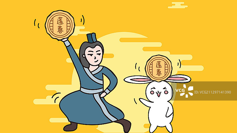 中秋节 人物 吴刚 月兔图片素材