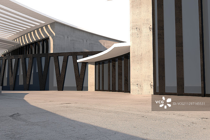 3D现代建筑空间背景图片素材