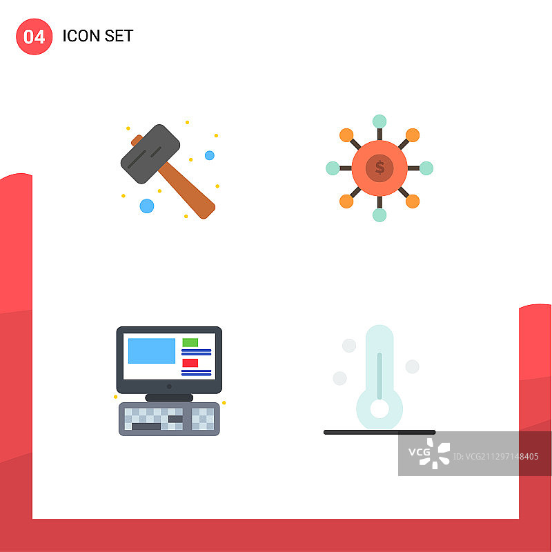 4个通用扁平图标标志符号敲门图片素材