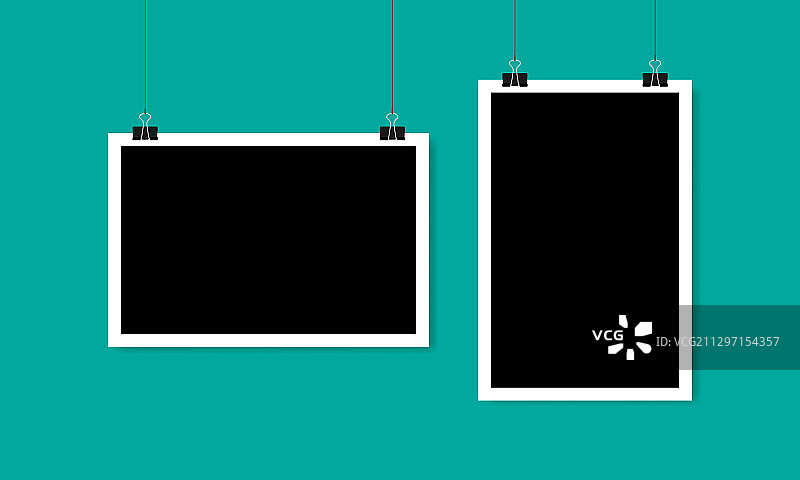 悬挂的横竖版照片框图片素材