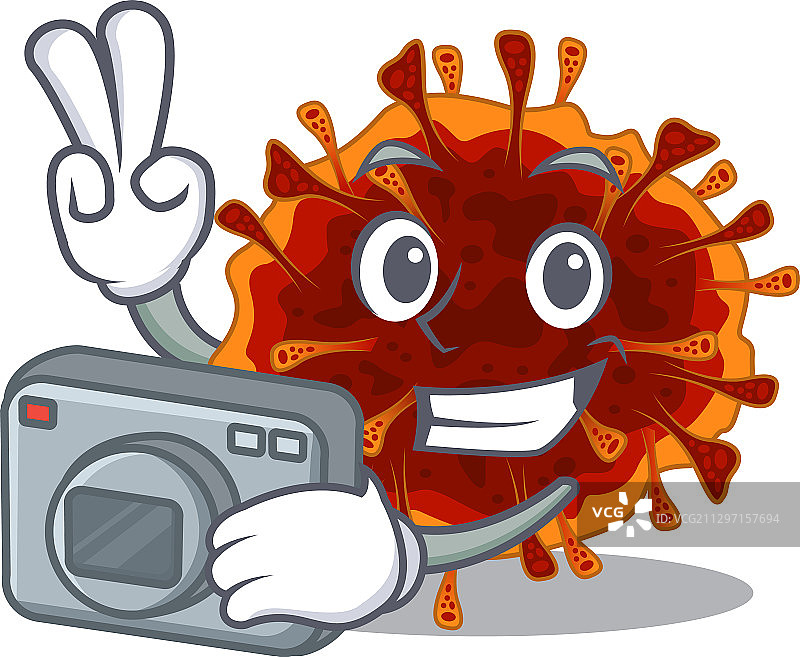 拿着相机的摄影师与德尔塔变异株图片素材