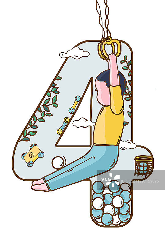 数字吊环男孩4图片素材