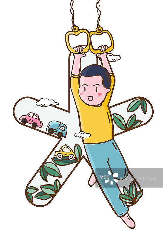 数字吊环男孩星号图片素材