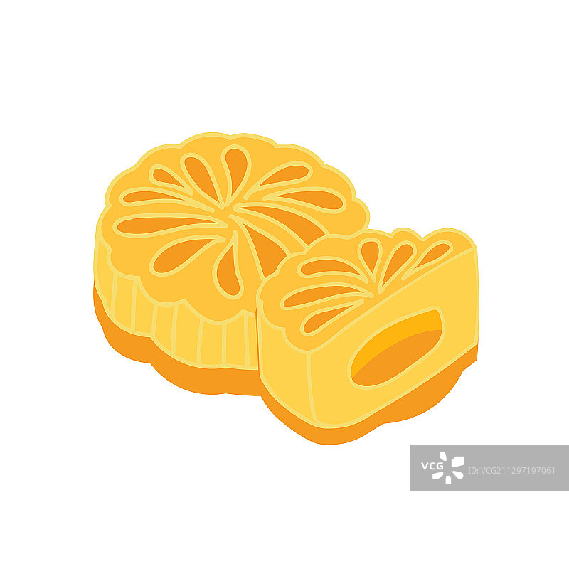 白色背景月饼矢量插画图案标志图片素材