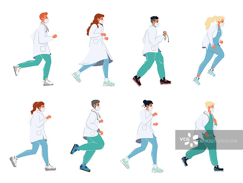 医生在诊所紧急救治中奔跑图片素材