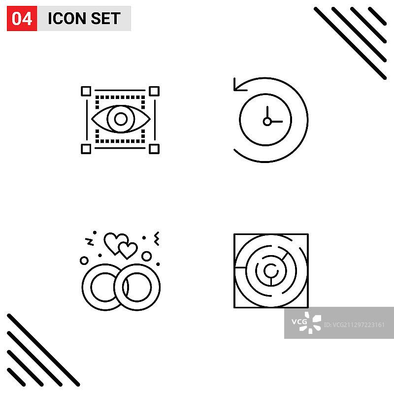 4个通用符号线性包：视觉环图片素材