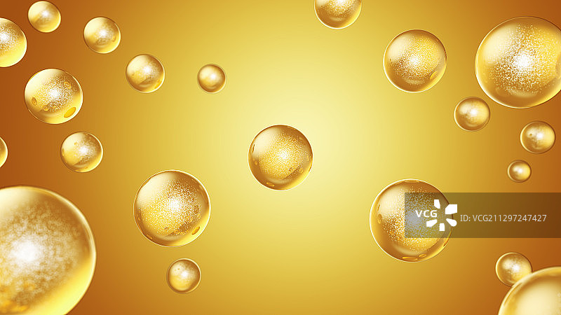 三维制作的金色的精油球图片素材