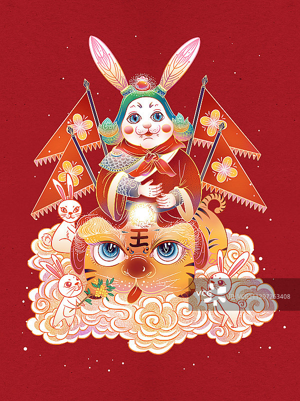 中秋节兔爷戏曲人物国风插画图片素材