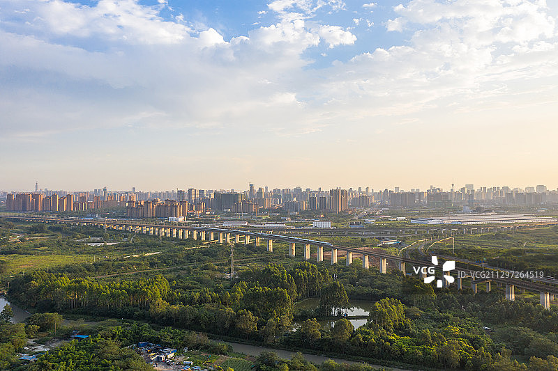 成都北湖公园航拍图片素材