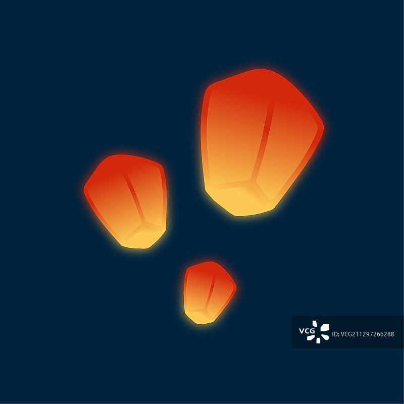 蓝色背景孔明灯适量插画标志壁纸图片素材