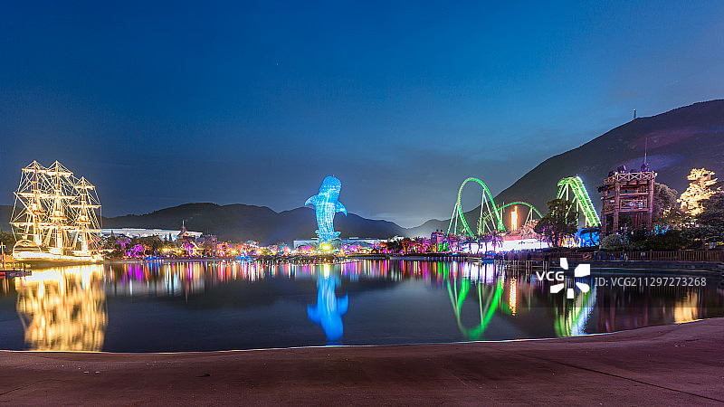 广东珠海 长隆海洋王国园区夜景图片素材