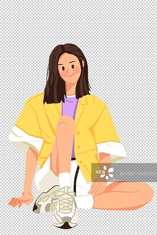 人物插画之穿着黄色上衣坐着的女孩图片素材