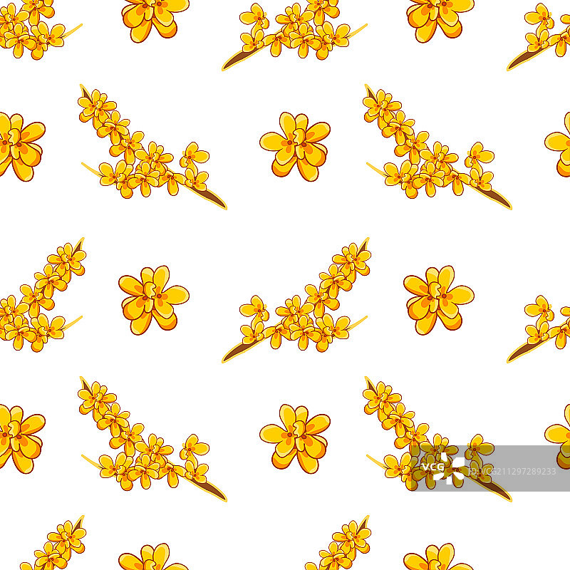 白色背景桂花矢量插画无缝平铺壁纸图片素材
