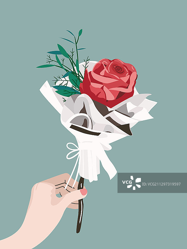 扁平静物-迷你花束 玫瑰图片素材