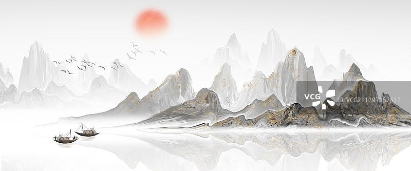 意境山水画图片素材