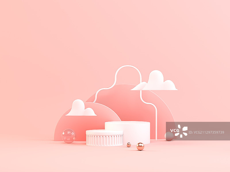 3D粉色柔美展台背景图片素材