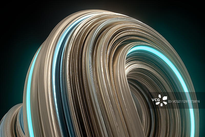 流动渐变的金属物体 3D渲染图片素材