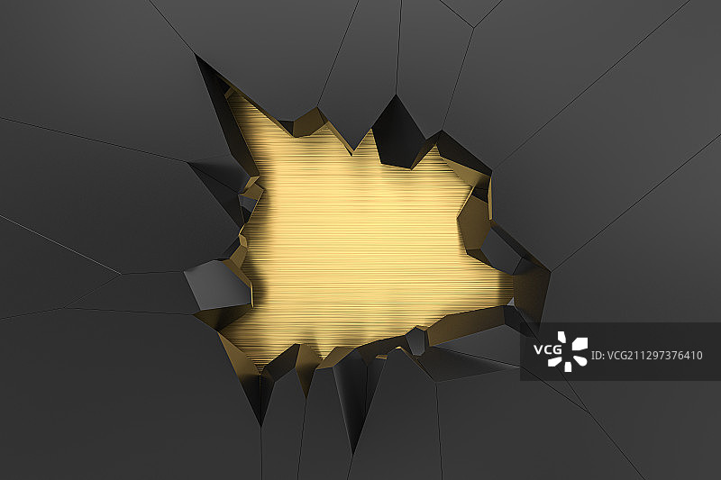 黑色碎裂的墙壁和洞窟 3D渲染图片素材