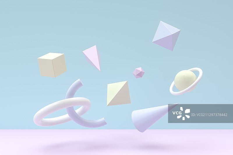 多样抽象几何体 3D渲染图片素材
