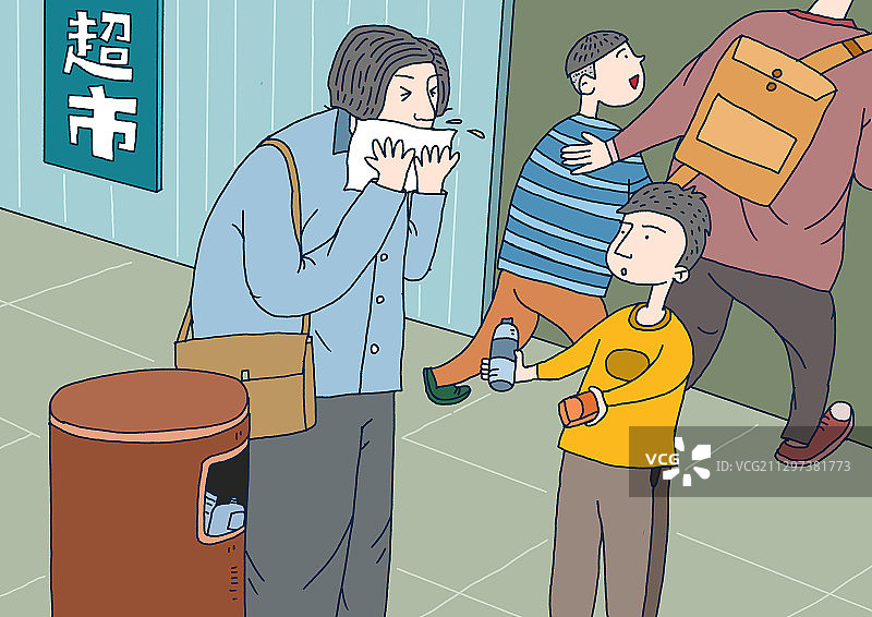 插画：痰吐纸盂不传疾病图片素材