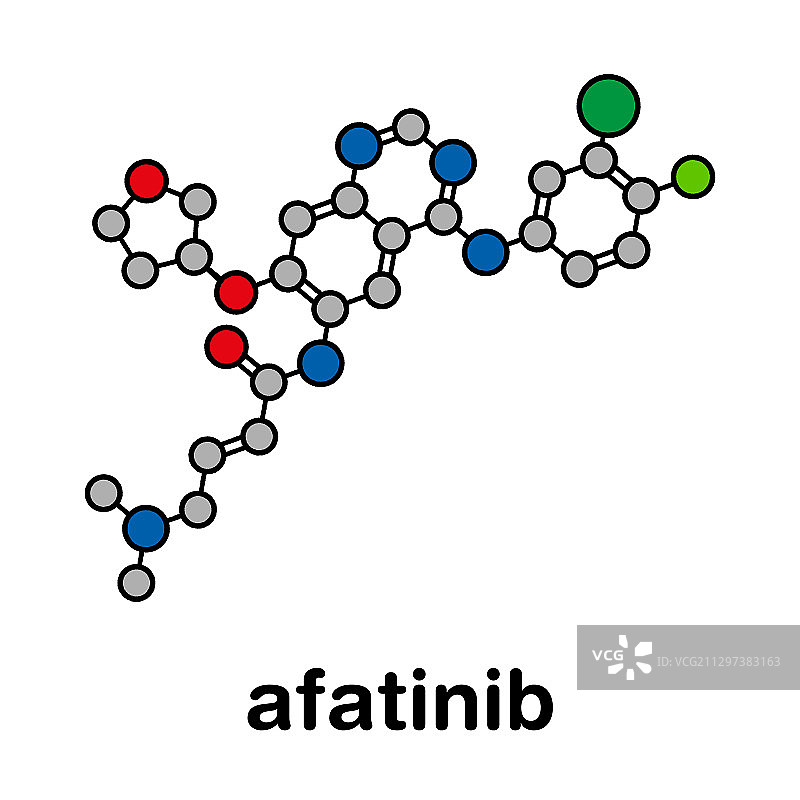 阿法替尼抗癌药物分子模型图片素材